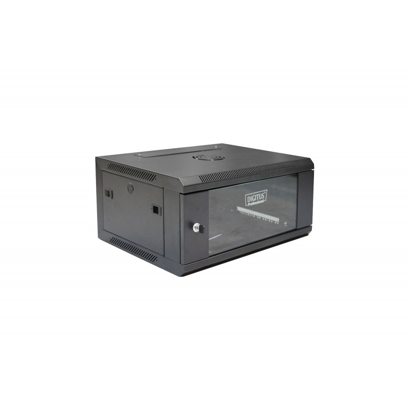 Szafa sieciowa wisząca 19" 4U rack 600x450, drzwi szyba, czarny, niedzielona, złożona DN-W19 04U/450/B