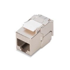 Krótki moduł (gniazdo) keystone RJ45 (8P8C) kat.6A, STP, ekranowany, beznarzędziowy, stalowy DN-93615-S