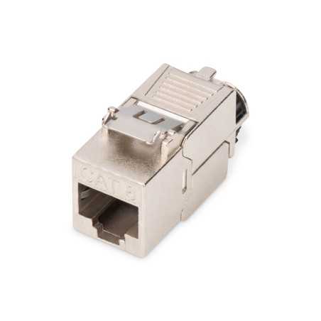 Moduł (gniazdo) keystone RJ45 (8P8C) kat.8.1., STP, ekranowany, beznarzędziowy, stalowy DN-93816