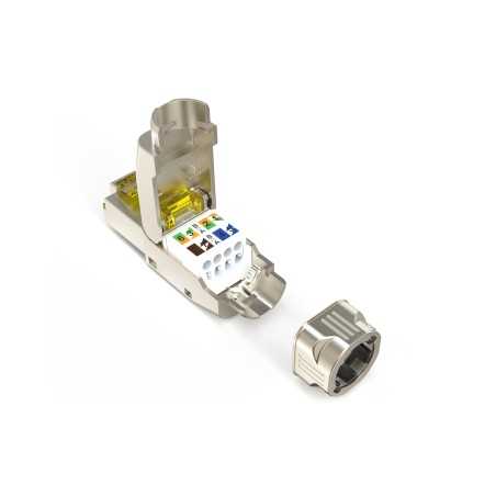 Wtyk modularny RJ45 kat.6A, PoE++, 10GbE, ekranowany, metalowy, beznarzędziowy, AWG 27-22,linka/drut DN-93638