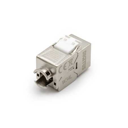 Moduł (gniazdo) Keystone RJ45 (8P8C) kat.6A, STP, ekranowany, beznarzędziowy, osłona przeciwpyłowa DN-93615-D