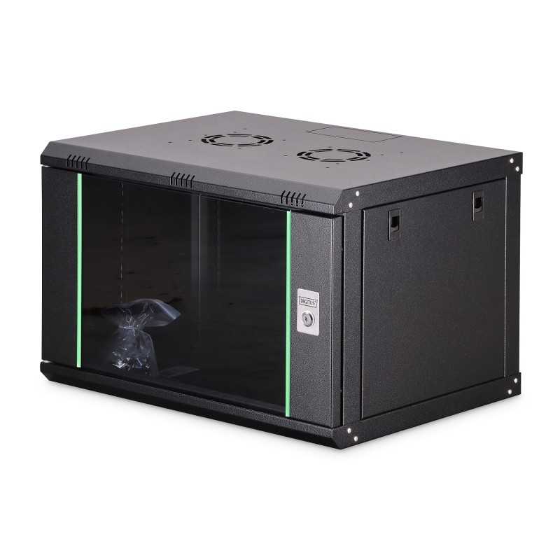 Szafa sieciowa wisząca Dynamic 19" 7U rack 600x450, drzwi szyba, czarny, niezłożona, 60kg DN-37101