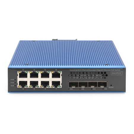DIGITUS Przemysłowy 8 + 4 porty 10G uplink L3 zarządzany przełącznik Gigabit Ethernet PoE DN-651161