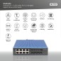 DIGITUS Przemysłowy 8 + 4 porty 10G uplink L3 zarządzany przełącznik Gigabit Ethernet PoE DN-651161