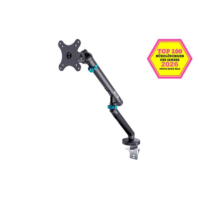 Ramię biurkowe pojedyncze z zaciskiem i sprężyną mechaniczną 1x LCD max. 35" 10kg VESA: 75x75, 100 Czarne DA-90469 Ramię biurkowe pojedyncze z zaciskiem i sprężyną mechaniczną 1x LCD max. 35" 10kg VESA: 75x75, 100 Czarne DA-90469