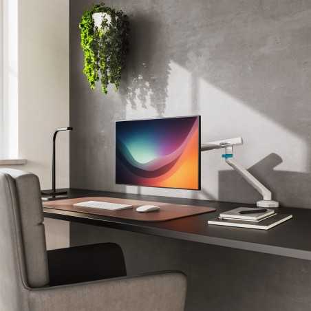 Ramię biurkowe pojedyncze z zaciskiem i sprężyną mechaniczną 1x LCD max. 35" 10kg VESA: 75x75, 100 Białe DA-90470