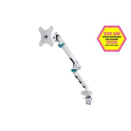 Ramię biurkowe pojedyncze z zaciskiem i sprężyną mechaniczną 1x LCD max. 35" 10kg VESA: 75x75, 100 Białe DA-90470