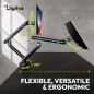 Ramię biurkowe podwójne z zaciskiem i sprężyną mechaniczną 2x LCD max. 35" 2x10kg VESA: 75x75, 100 Czarne DA-90471