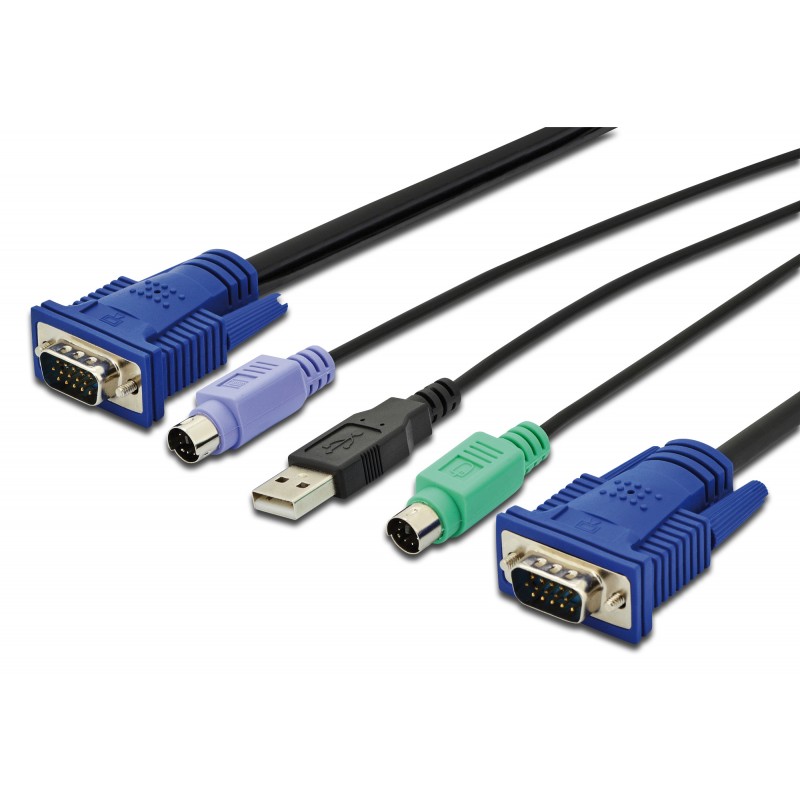 Kable Octopus VGA 2xPSz/2+USB, HD DB15/M - HD DB15/M,2x MINIDIN6/M, 1xUSB A/M 5m DS-19233 Digitus Professional